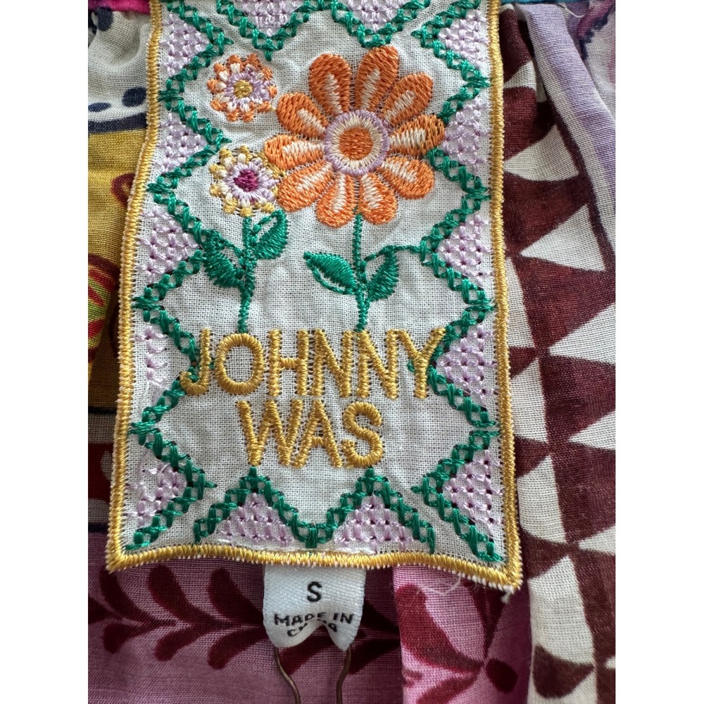 Johnny Was Michaella Peasant Blouse Avelar Tropical Print Top C18826-4 Small NEW - Picture 2 of 11